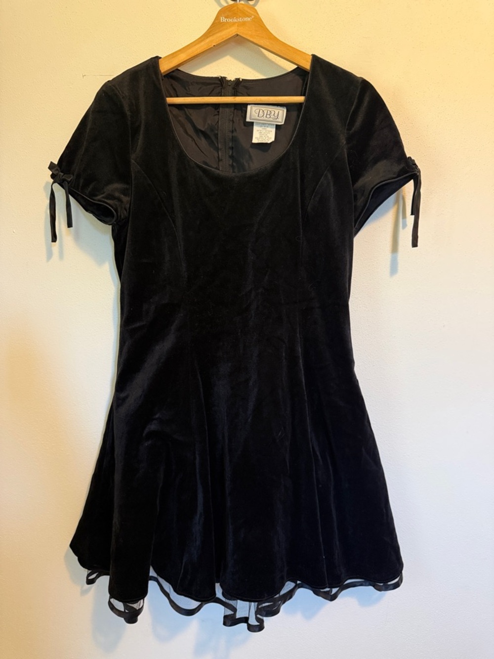 DBY Black Velvet Short Sleeve Skater Dress